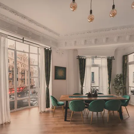 8 Rooms, 6 Bathrooms Over Gran Via Street Madrid